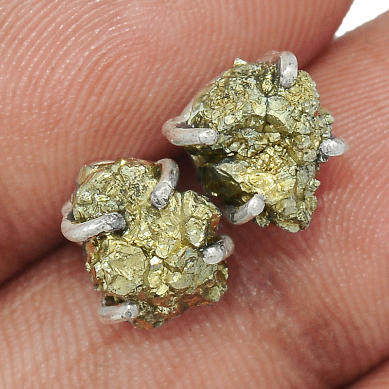 Claw - Mexican Pyrite Druzy Studs - PYDS22