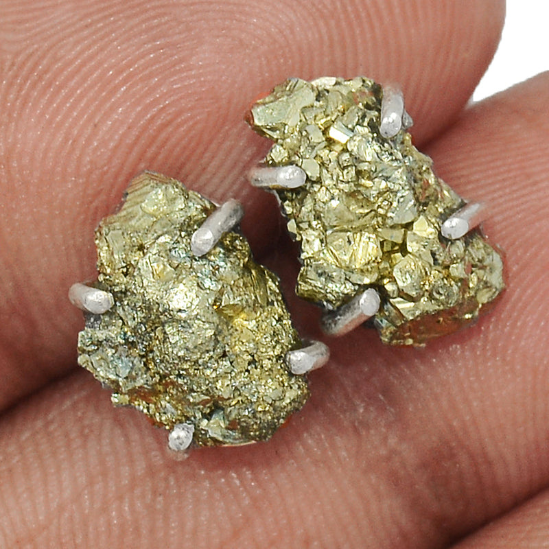 Claw - Mexican Pyrite Druzy Studs - PYDS23