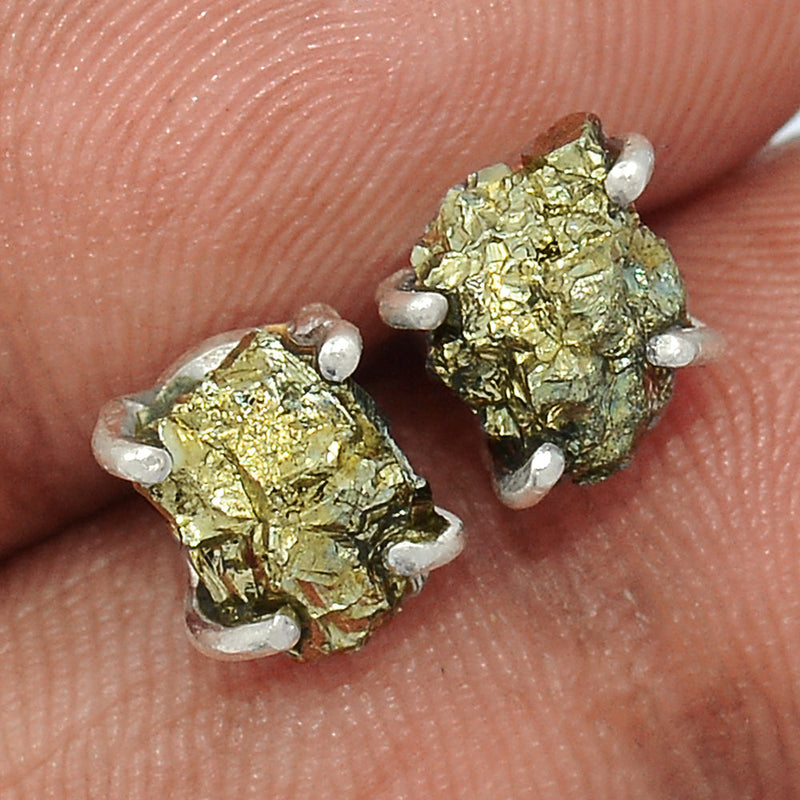 Claw - Mexican Pyrite Druzy Studs - PYDS24