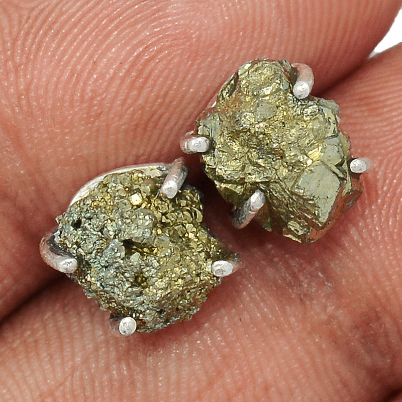 Claw - Mexican Pyrite Druzy Studs - PYDS25