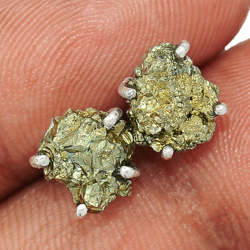 Claw - Mexican Pyrite Druzy Studs - PYDS28