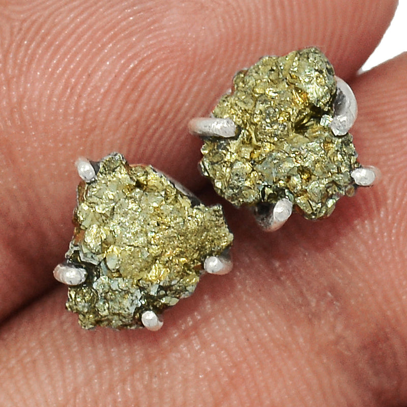 Claw - Mexican Pyrite Druzy Studs - PYDS29