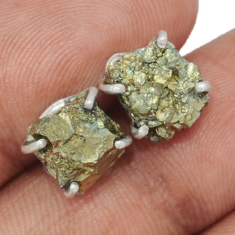 Claw - Mexican Pyrite Druzy Studs - PYDS33