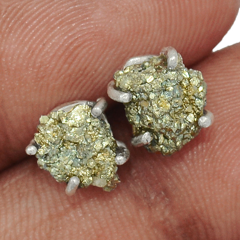 Claw - Mexican Pyrite Druzy Studs - PYDS34