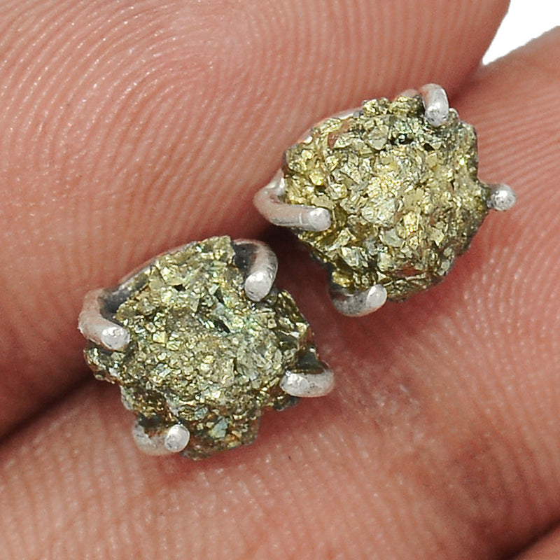 Claw - Mexican Pyrite Druzy Studs - PYDS37