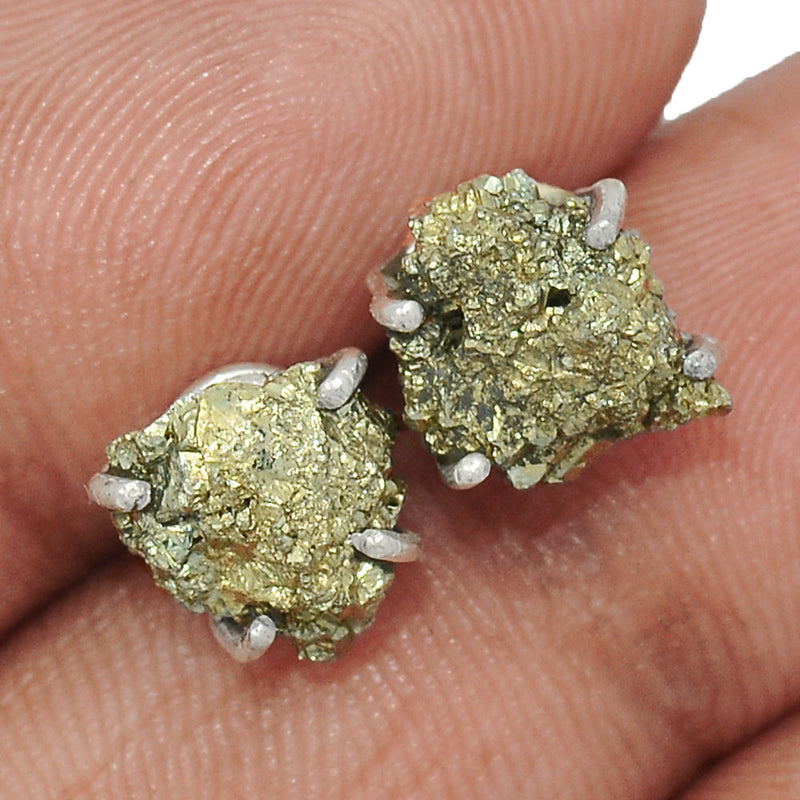 Claw - Mexican Pyrite Druzy Studs - PYDS39