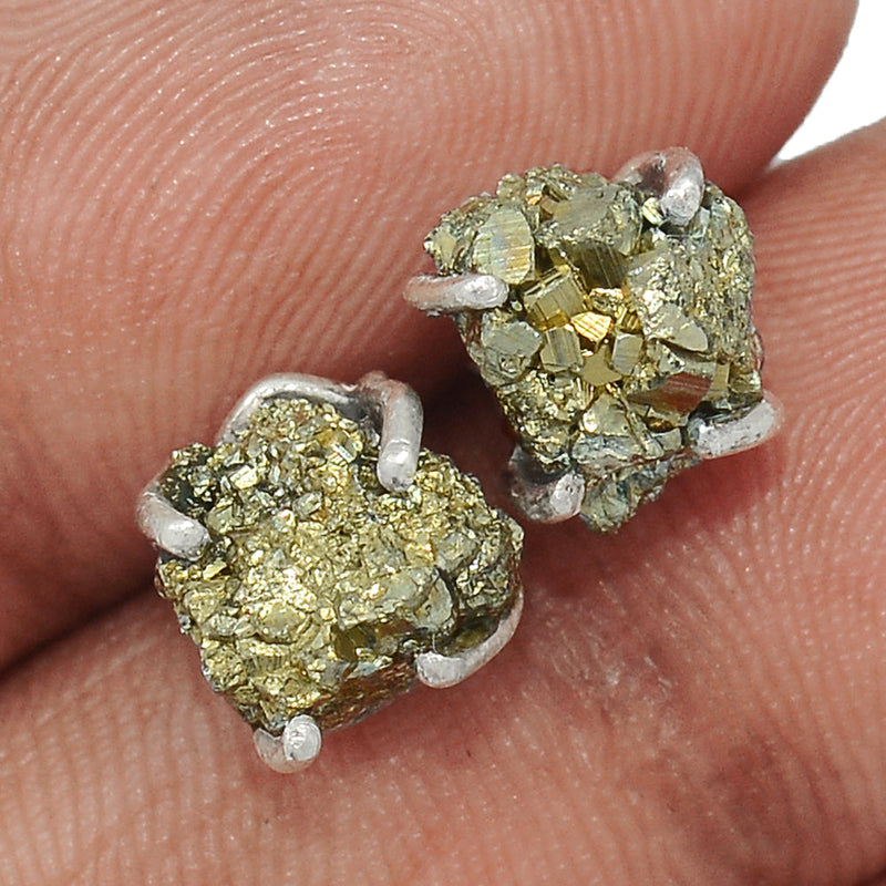 Claw - Mexican Pyrite Druzy Studs - PYDS40