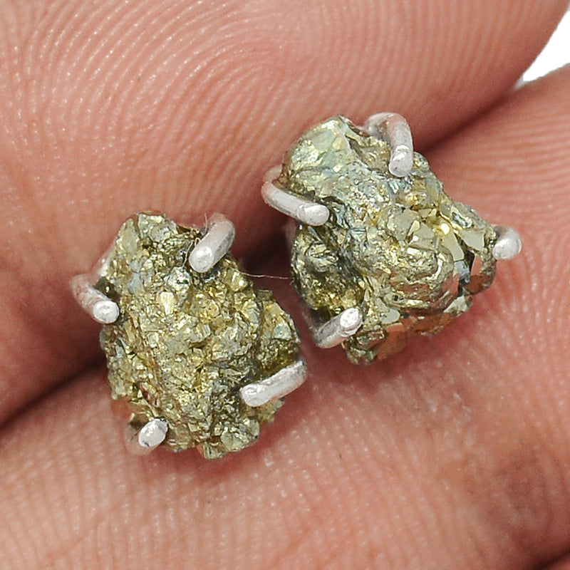 Claw - Mexican Pyrite Druzy Studs - PYDS41