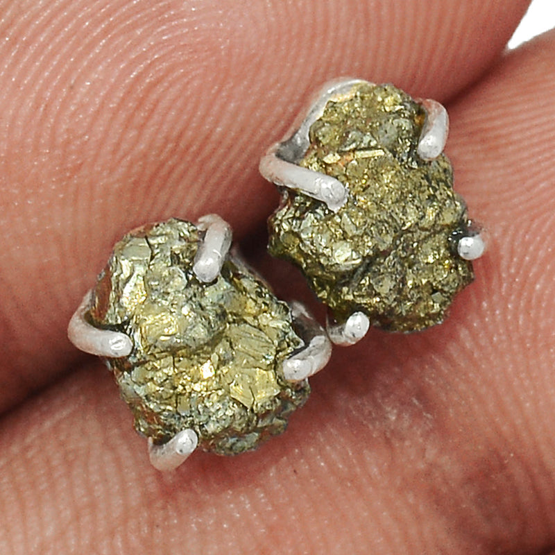 Claw - Mexican Pyrite Druzy Studs - PYDS47