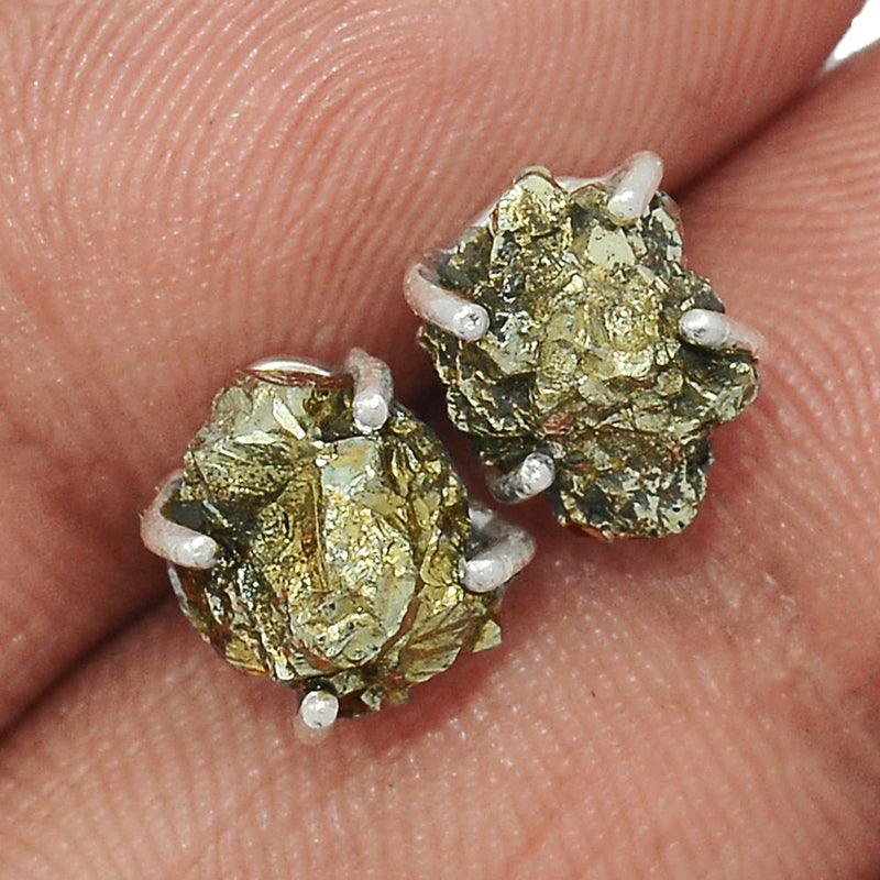 Claw - Mexican Pyrite Druzy Studs - PYDS49