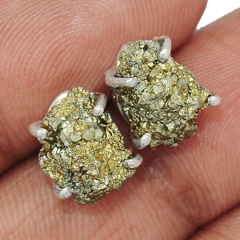 Claw - Mexican Pyrite Druzy Studs - PYDS50