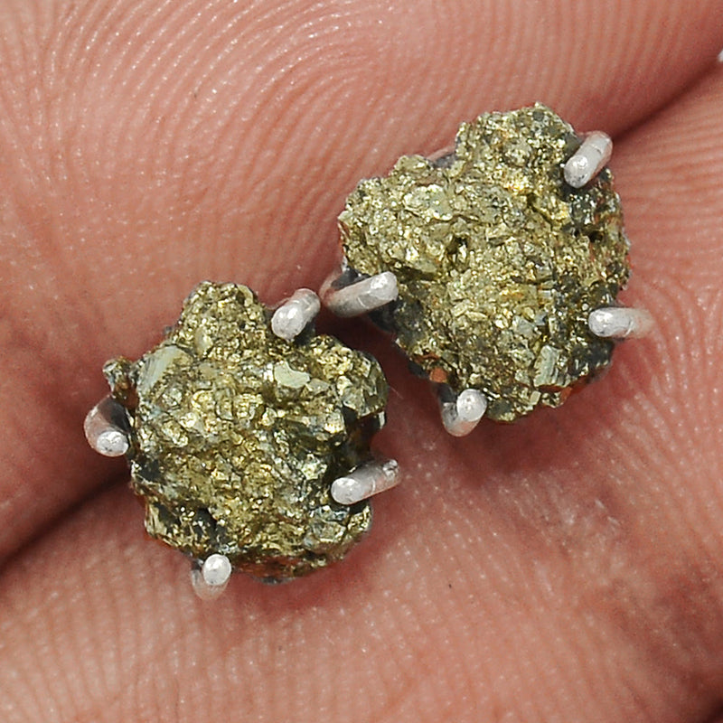 Claw - Mexican Pyrite Druzy Studs - PYDS51