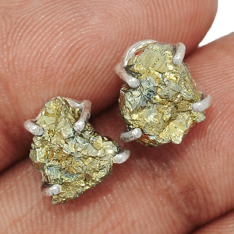 Claw - Mexican Pyrite Druzy Studs - PYDS52