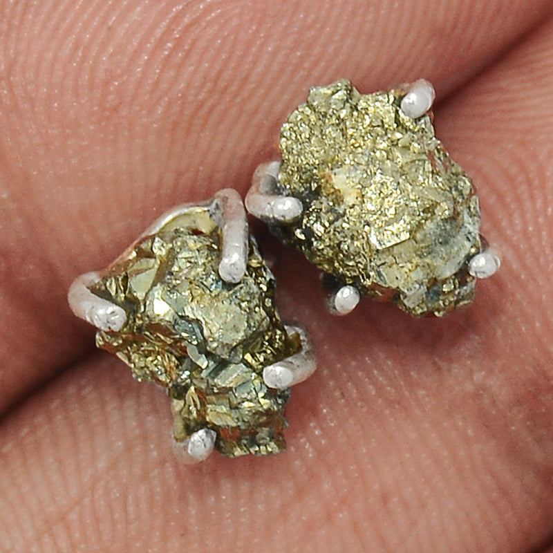 Claw - Mexican Pyrite Druzy Studs - PYDS53