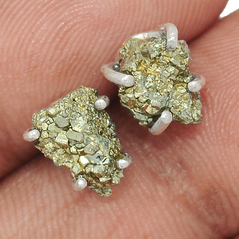 Claw - Mexican Pyrite Druzy Studs - PYDS55