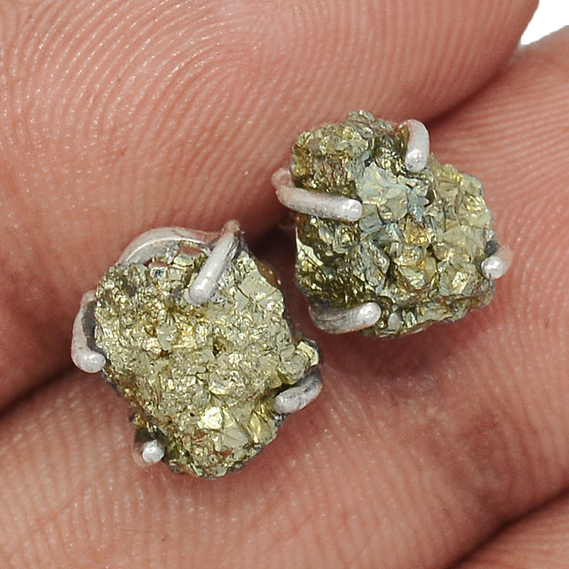 Claw - Mexican Pyrite Druzy Studs - PYDS56