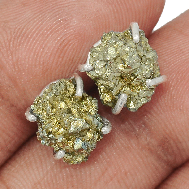 Claw - Mexican Pyrite Druzy Studs - PYDS57