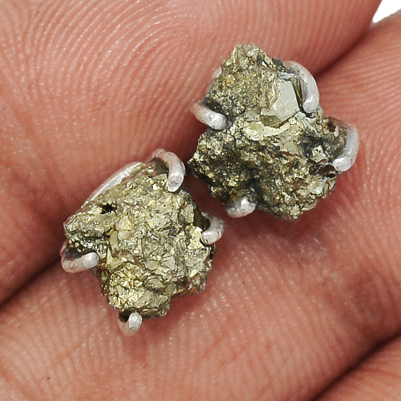 Claw - Mexican Pyrite Druzy Studs - PYDS64