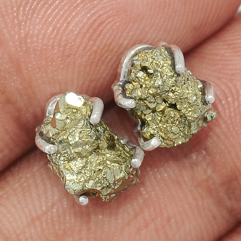 Claw - Mexican Pyrite Druzy Studs - PYDS71