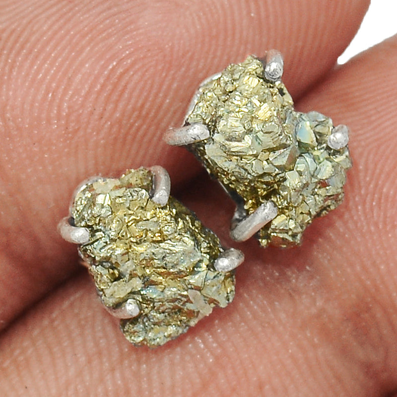 Claw - Mexican Pyrite Druzy Studs - PYDS85