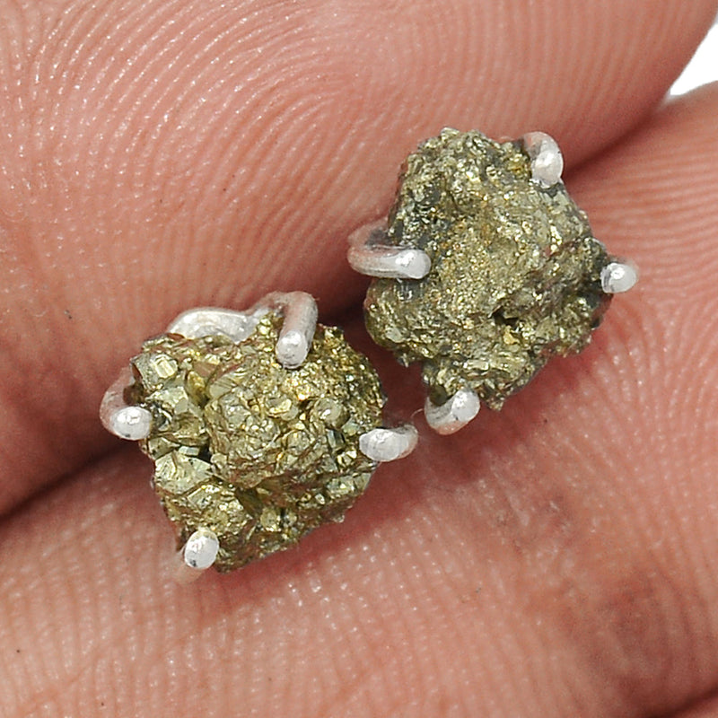 Claw - Mexican Pyrite Druzy Studs - PYDS92