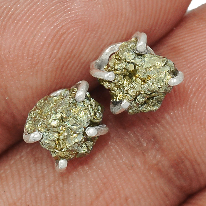 Claw - Mexican Pyrite Druzy Studs - PYDS94