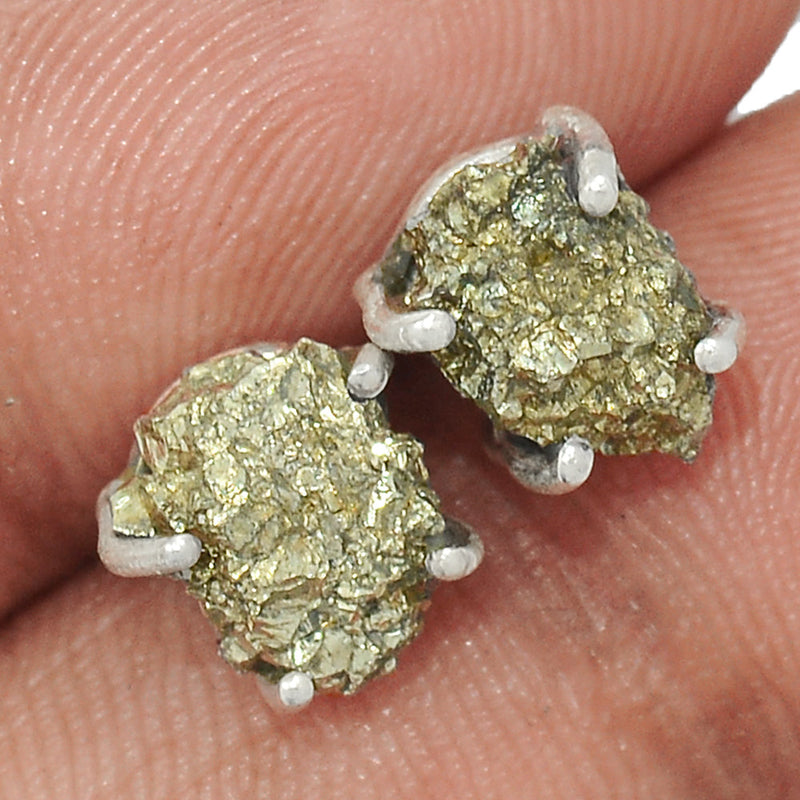 Claw - Mexican Pyrite Druzy Studs - PYDS97