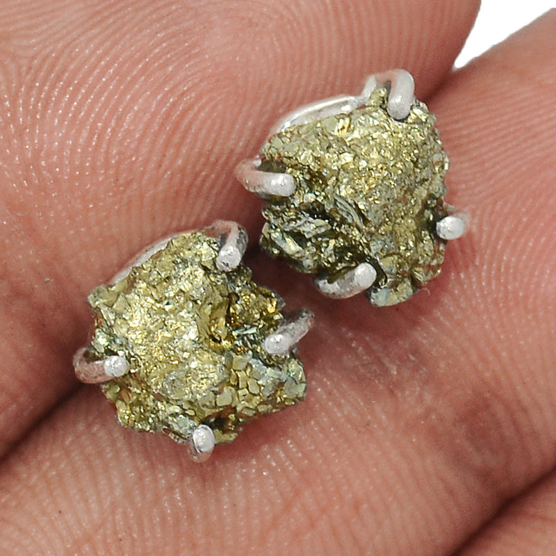 Claw - Mexican Pyrite Druzy Studs - PYDS98