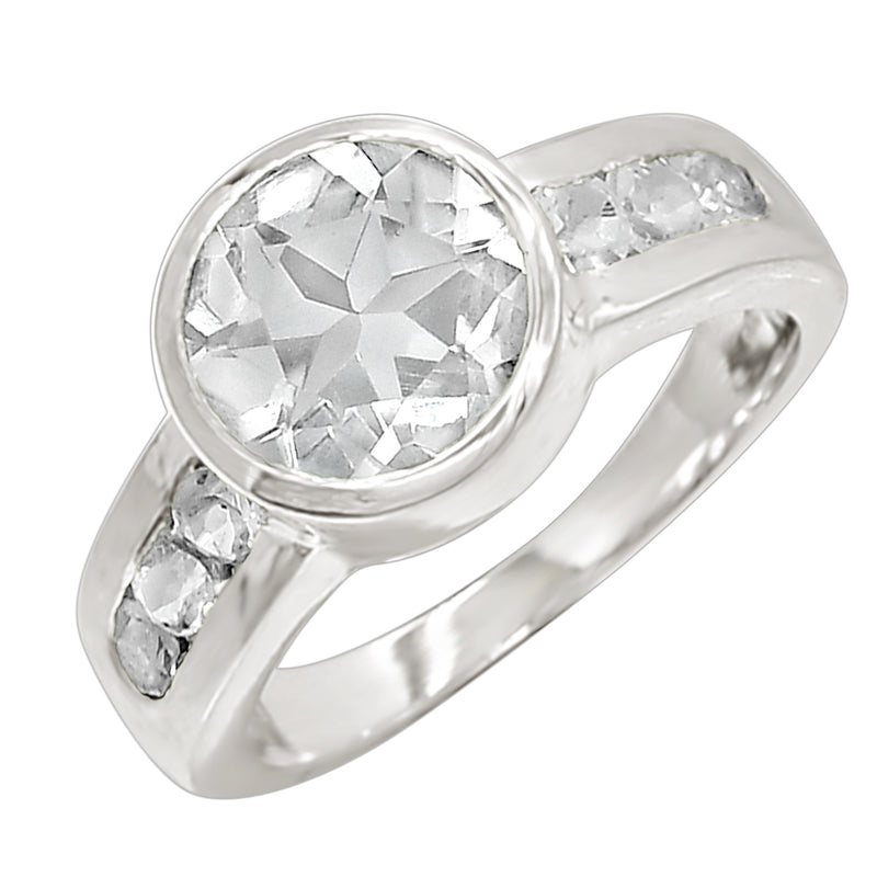 10*10 MM Round - Crystal Silver Ring - R5045CRY