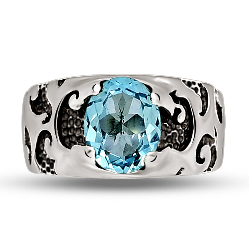 10*8 MM Oval - Blue Topaz Silver Ring - R5057BT