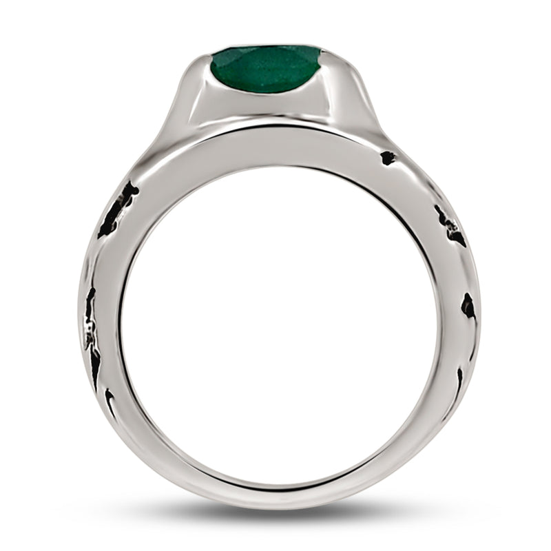 10*8 MM Oval - Green Onyx Faceted Silver Ring - R5057GO