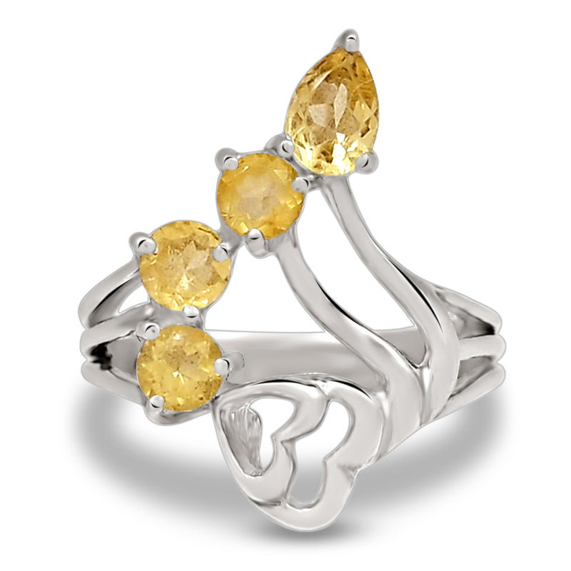 6*4 MM Pear - Citrine Silver Ring - R5060C