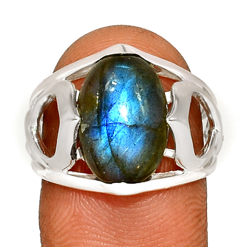 10*14 MM Oval - Blue Fire Labradorite Cabochon Silver Ring - R5070L