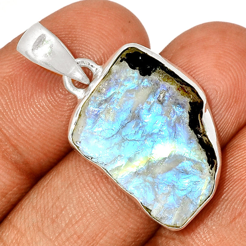 1.5" Rainbow Moonstone Rough Pendants - RMRP889