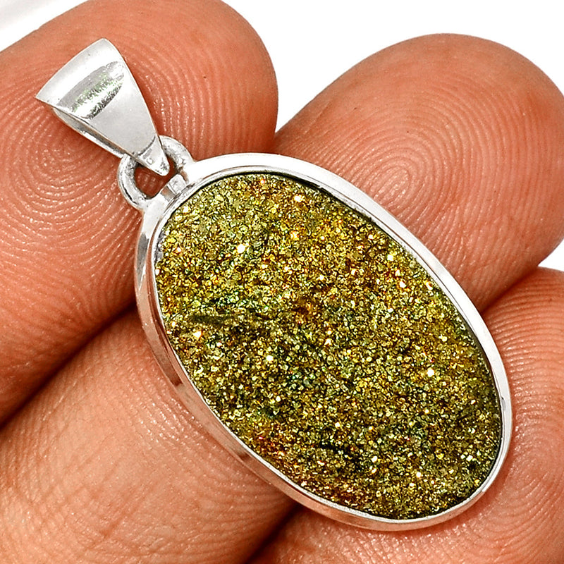 1.5" Rainbow Pyrite Druzy Pendants - RPDP196