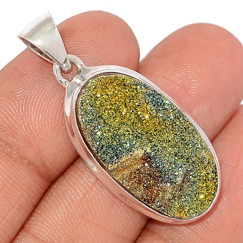 1.6" Rainbow Pyrite Druzy Pendants - RPDP247