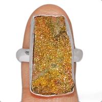 Rainbow Pyrite Druzy Ring - RPDR128