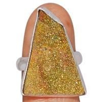 Rainbow Pyrite Druzy Ring - RPDR129