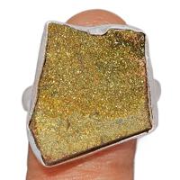 Rainbow Pyrite Druzy Ring - RPDR154