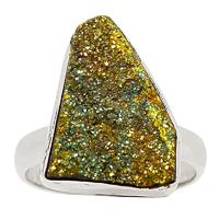 Rainbow Pyrite Druzy Ring-RPDR197