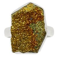 Rainbow Pyrite Druzy Ring-RPDR201