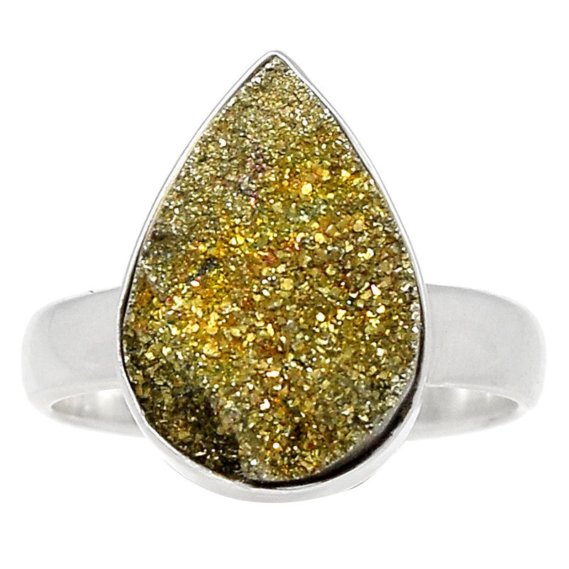 Rainbow Pyrite Druzy Ring - RPDR219