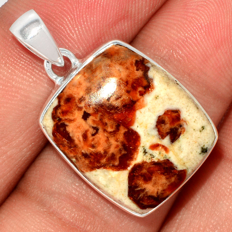 1.2" Spessartine Garnet In Limestone Pendants - SGIP191