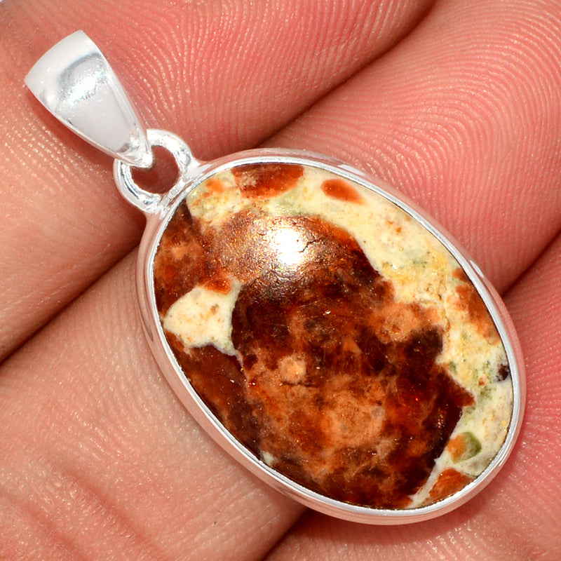 1.5" Spessartine Garnet In Limestone Pendants - SGIP206