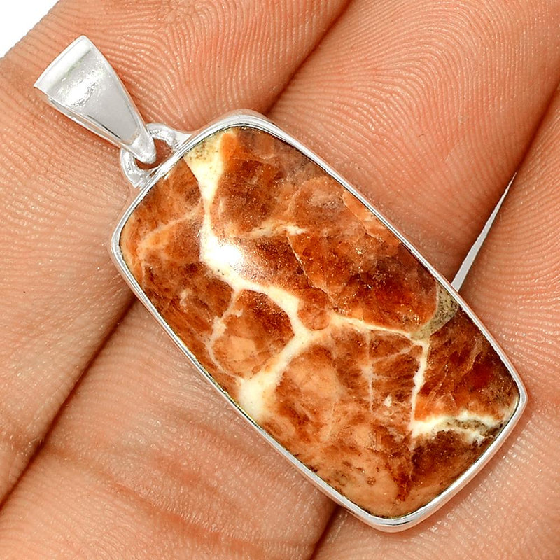 1.6" Spessartine Garnet In Limestone Pendants - SGIP36