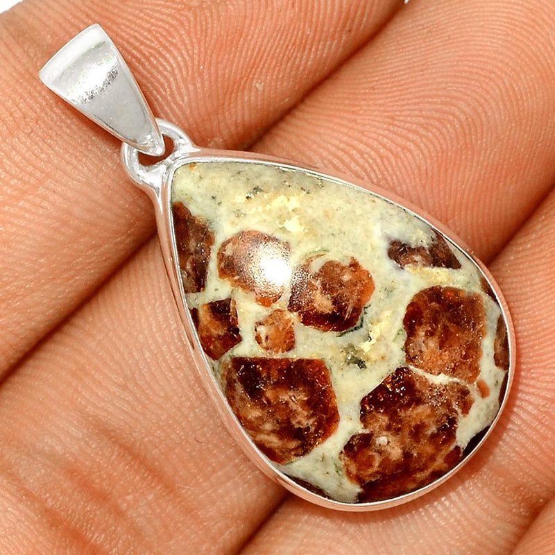 1.5" Spessartine Garnet In Limestone Pendants - SGIP70