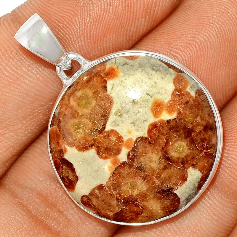 1.5" Spessartine Garnet In Limestone Pendants - SGIP86