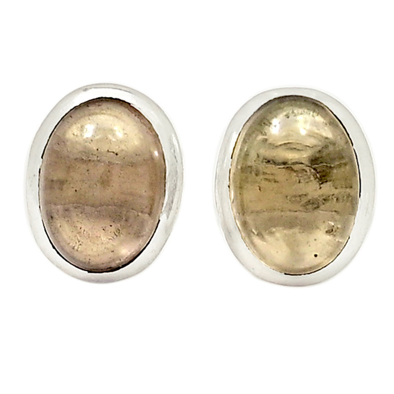 Smoky Quartz Cabochon Studs - SMCS87