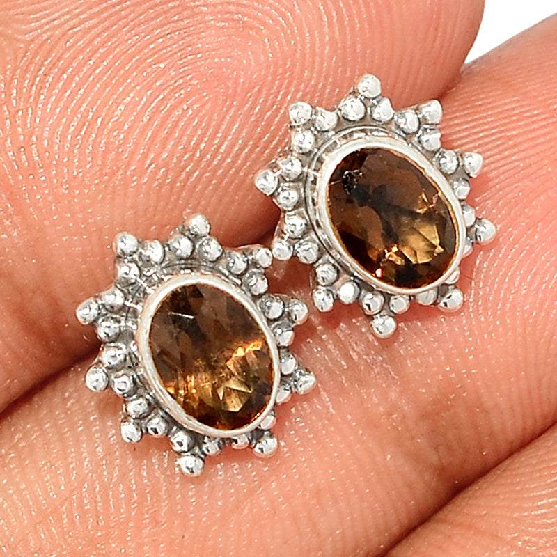 Small Filigree - Smokey Quartz Studs - SMQS435