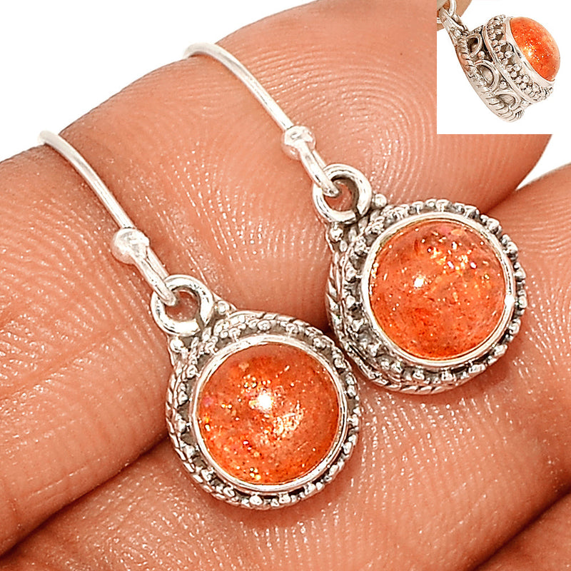 1.2" Fine Filigree - Sunstone Earrings - SNSE35